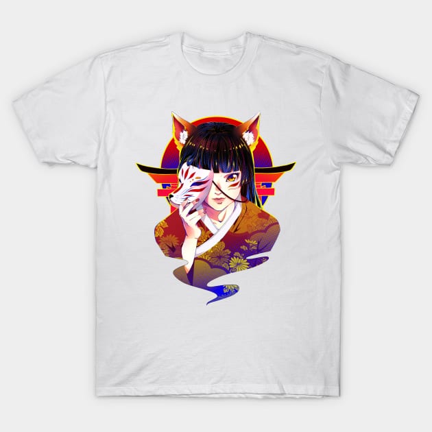 Anime Inari fox girl T-Shirt by AnGo